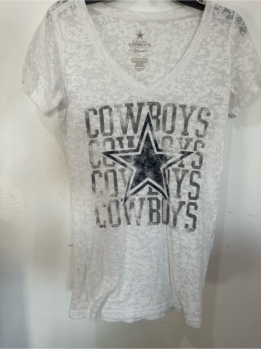 NFL Dallas Cowboys White Logo V-Neck Tee